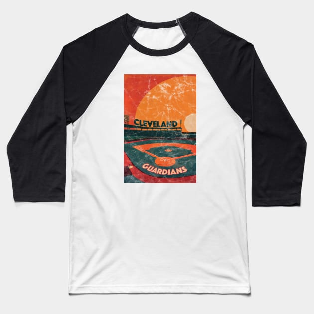 Midcentury Cleveland Guardians Stadium Baseball T-Shirt by Rad Love